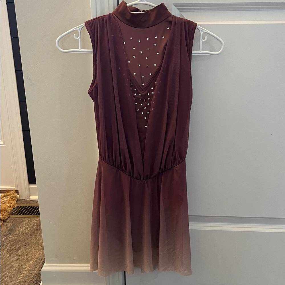 Elegant Burgundy Sleeveless Leotard with Sheer Accents